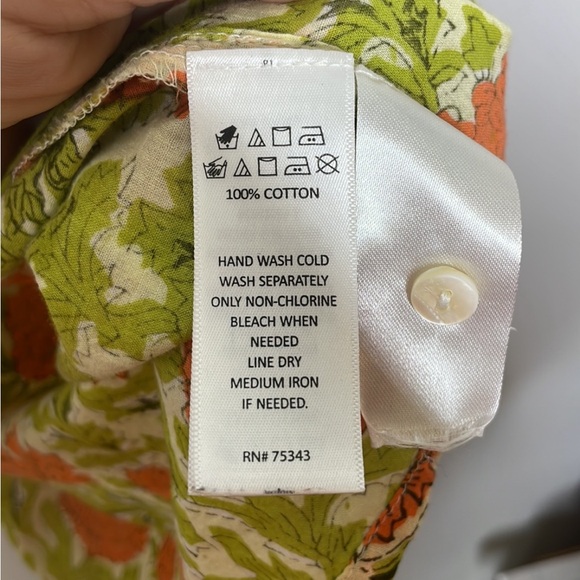 RACHEL ZOE 100% COTTON FLORAL BOHO SHORT SWING TOP 3/4 BELL SLEEVES  SZ XL - Picture 9 of 9